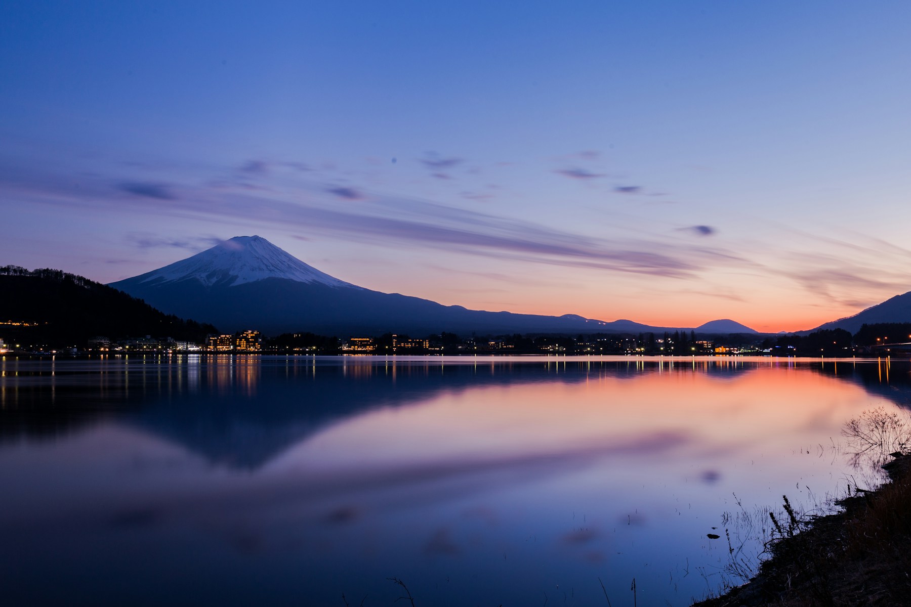 富士山与河口湖真实风景